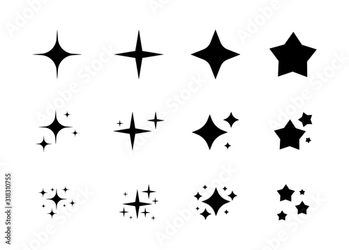 shine icon set; sparkle symbol isolated on white background. vector illustartion