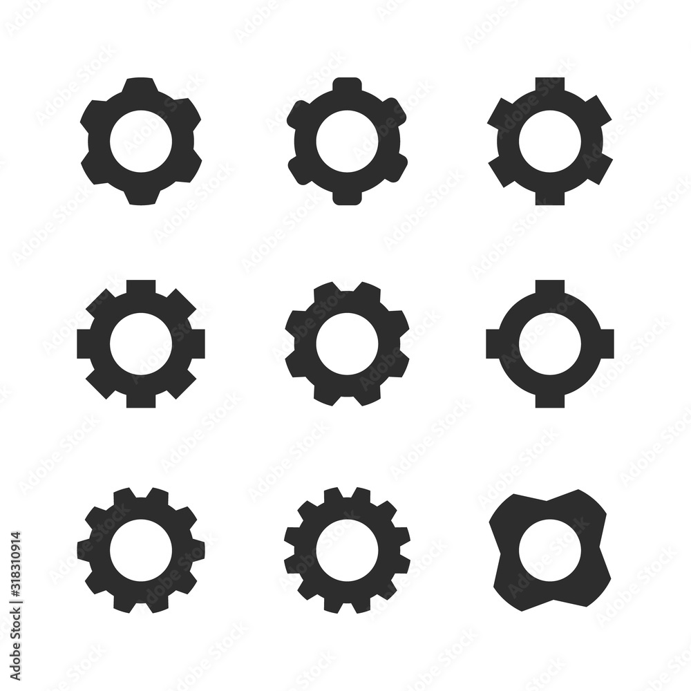 Vector black gears icons set Vector black gears icons set