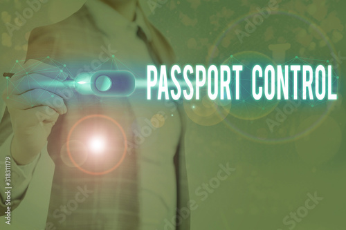 Handwriting text writing Passport Control. Conceptual photo the area in an airport where passports are checked photo