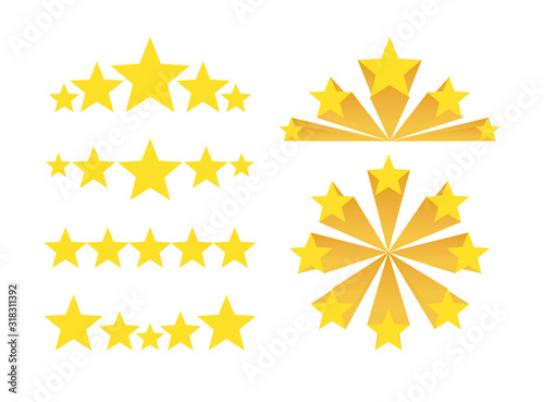 Stars on white background. Star explosion fireworks.