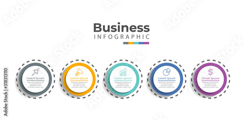 Vector illustration Infographic design template with icons and 5 options or steps. Can be used for process, presentations, layout, banner,info graph.