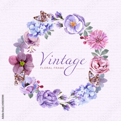 floral with watercolor painting design, illustration, background