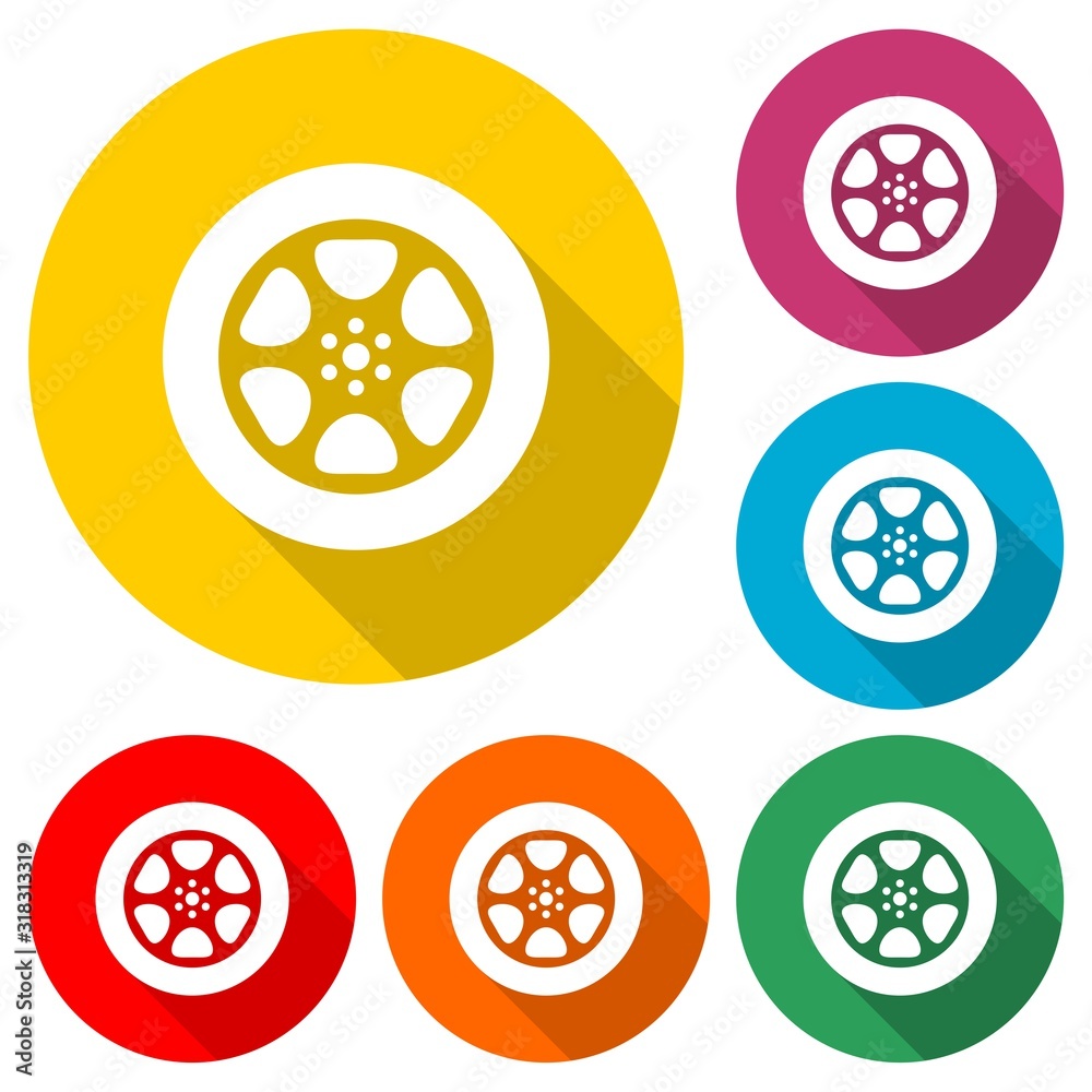 Film reel icon isolated with long shadow