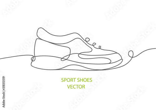 Sports shoes in a line style.Vector illustration of sneakers. Sketch sneakers for your creativity.