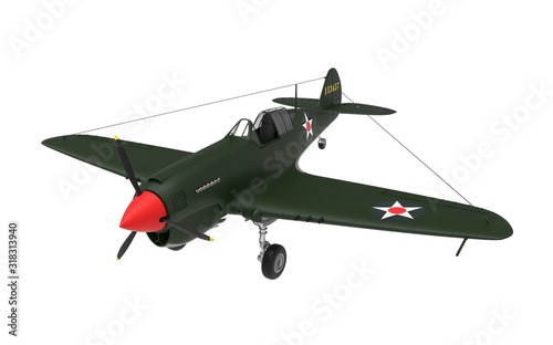 3D rendering of a world war two airplane isolated on white background. photo