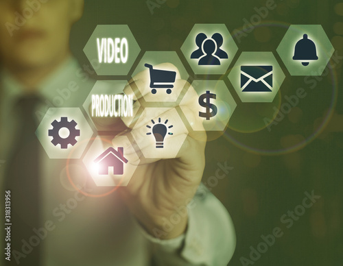 Conceptual hand writing showing Video Production. Concept meaning process of converting an idea into a video Filmaking photo