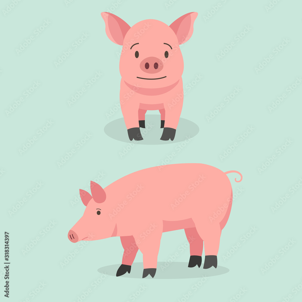 cartoon pig side view