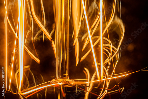 light bulb filaments close up
