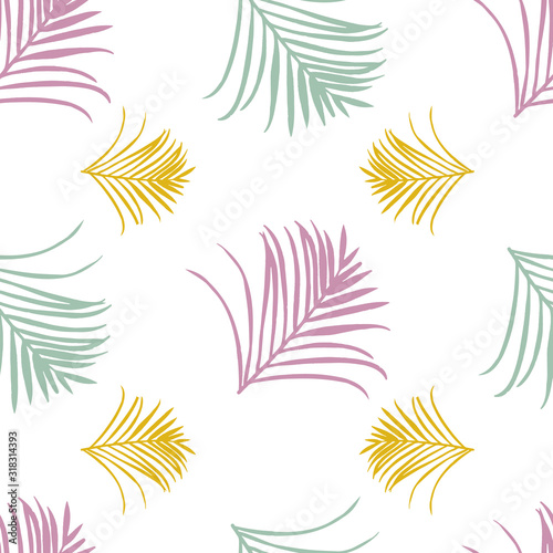 Vector seamless pattern background with palm leaves.