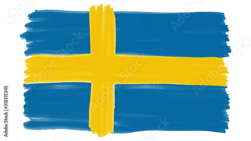 Flag symbol of Sweden painted, vector