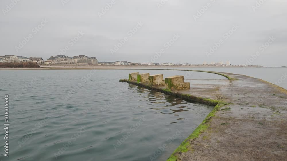 Concrete start blocks in the Havre des Pas seawater swimming pool Concrete start blocks in the Havre des Pas seawater swimming pool