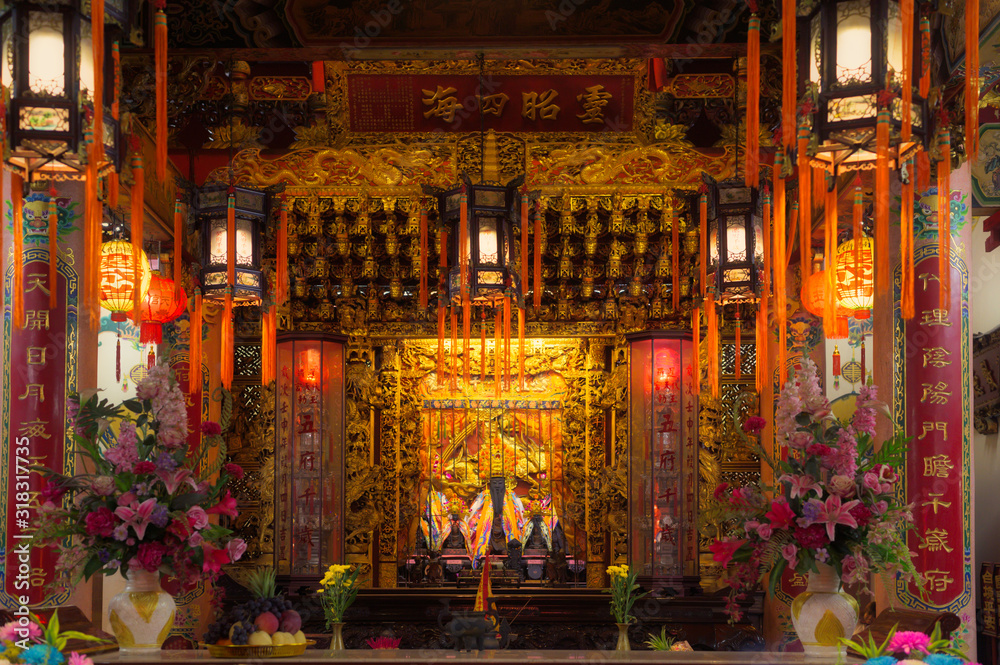 Samut Prakan District, Samut Prakan, Thailand, January 25, 2020 : Taoist Temple, Lantern festival. Clean, beautiful, beautiful, with gods to worship Samut Prakan District, Samut Prakan, Thailand, January 25, 2020 : Taoist Temple, Lantern festival. Clean, beautiful, beautiful, with gods to worship