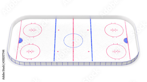 Ice hockey rink 3d rendering