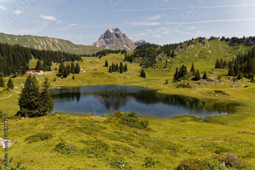 Panoramic view of Alps in Austria, Körbersee ..