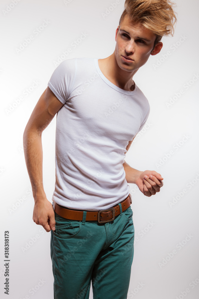 Fototapeta premium Handsome young elegant man studio portrait.