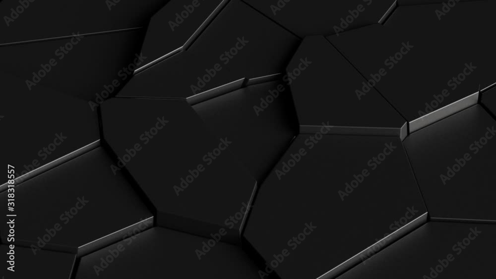 3d render pattern of black abstract geometric fractured dark blocks moving vertically in seamless loop animation background