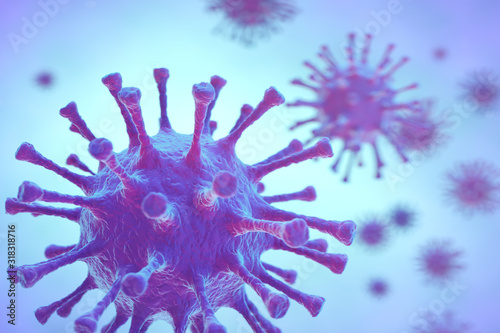 Viral infection causing chronic disease. Viruses on the abstract background.