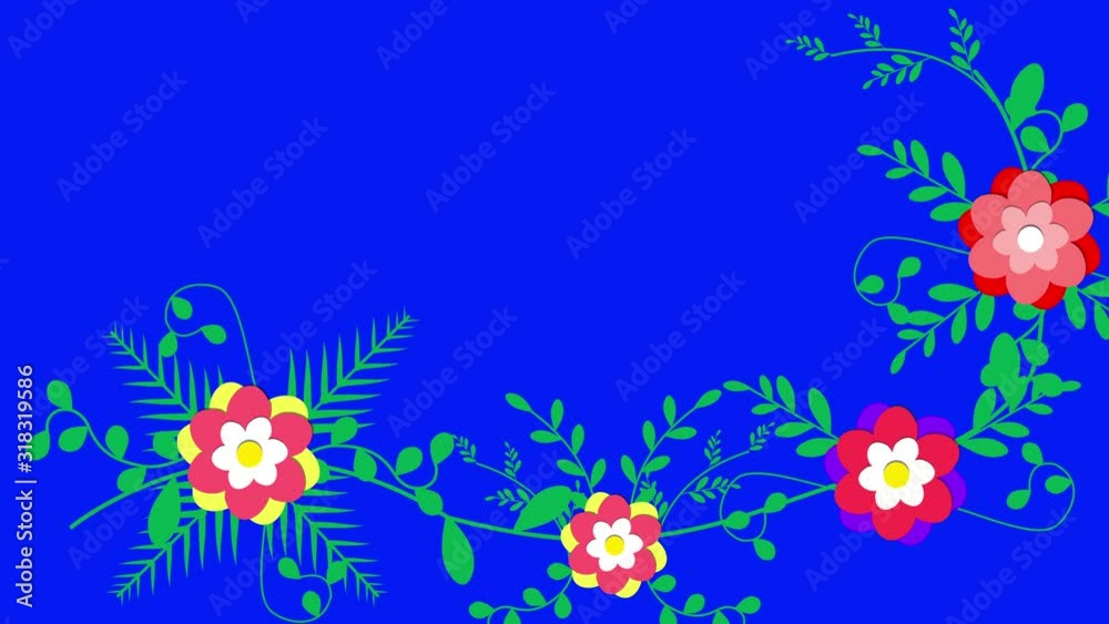 Floral decoration , flat style on blue screen chroma key Floral decoration , flat style on blue screen chroma key
