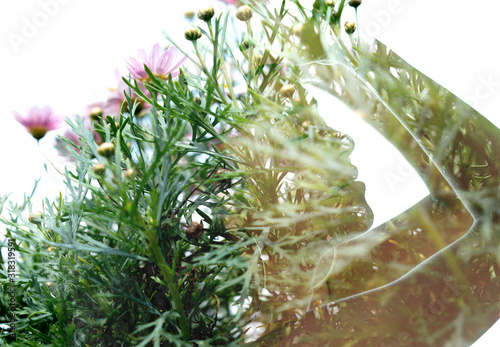 Surreal creative double exposure portrait