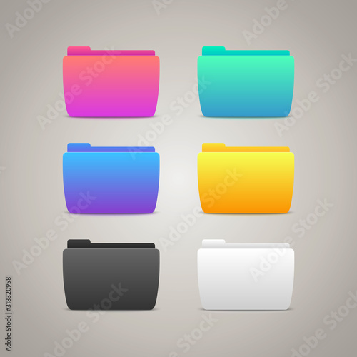 Vector Gradient Folders Icons for web and mobile design