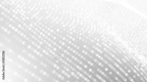 Dot white gray wave light technology texture background. Abstract big data digital concept. 3d rendering.