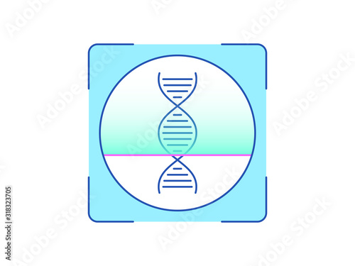 DNA recognition, icon. Biometric scanning system for human biomaterial, interface of person identification