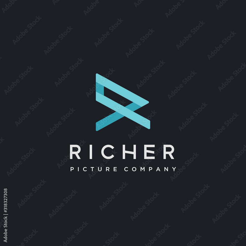R letter initial arrow geometry multimedia logo template R letter initial arrow geometry multimedia logo template