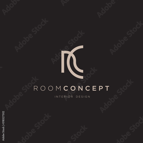 R C initial modern luxury monogram, elegant architecture logo template