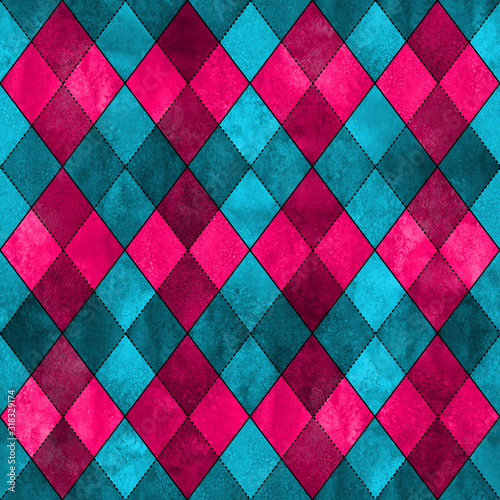 Pink and blue teal argyle s...