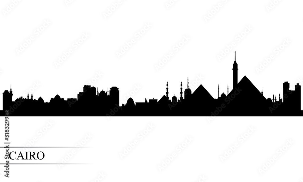 Cairo city skyline silhouette background