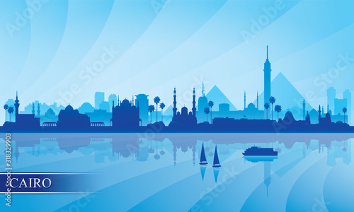 Cairo city skyline silhouette background