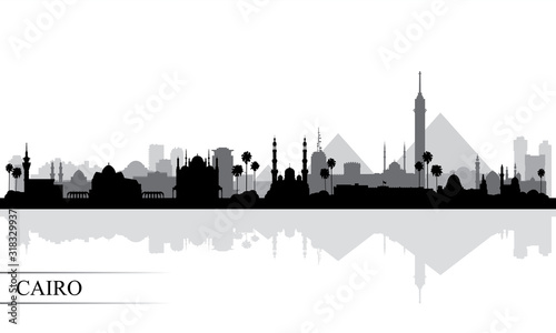 Cairo city skyline silhouette background