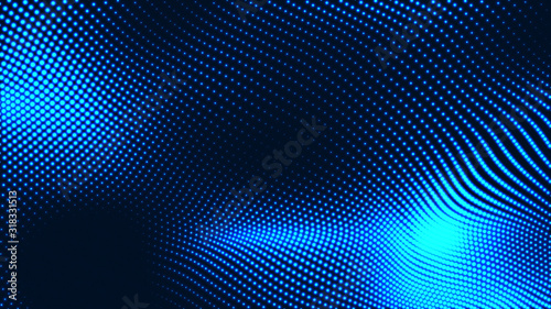 Dot white blue wave light screen gradient texture background. Abstract technology big data digital background. 3d rendering.