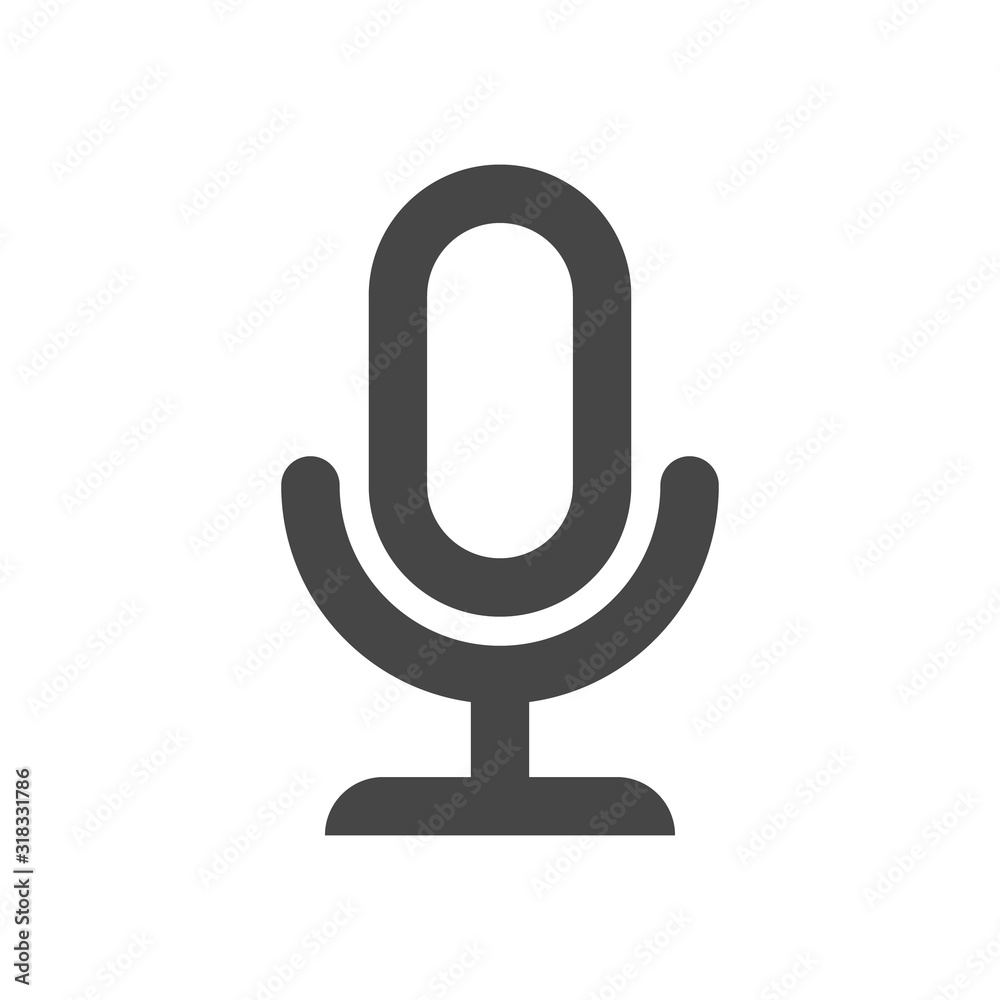 Microphone icon flat design. Vector illustration isolated on white background.