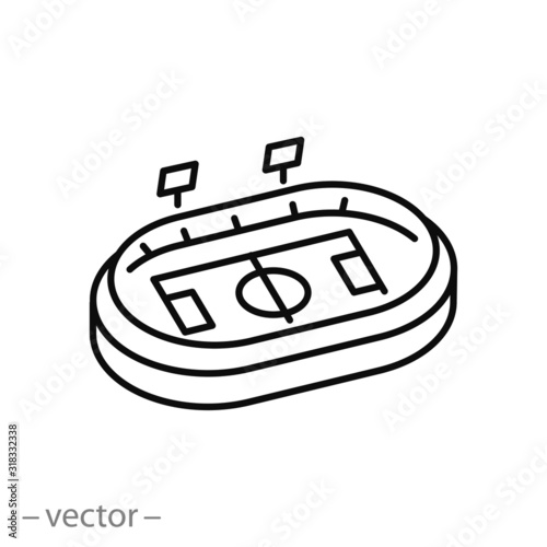 stadium soccer icon, sport arena, venue tournament, thin line web symbol on white background - editable stroke vector illustration eps10