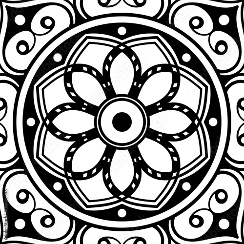 Decorative hand-drawn pattern in the form of mandala