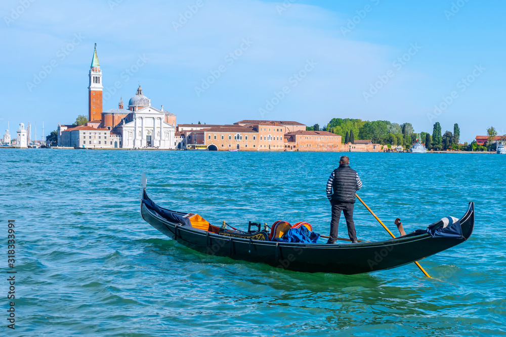 Obraz premium Gondola on the background of San Giorgio Maggiore in Venice, Italy