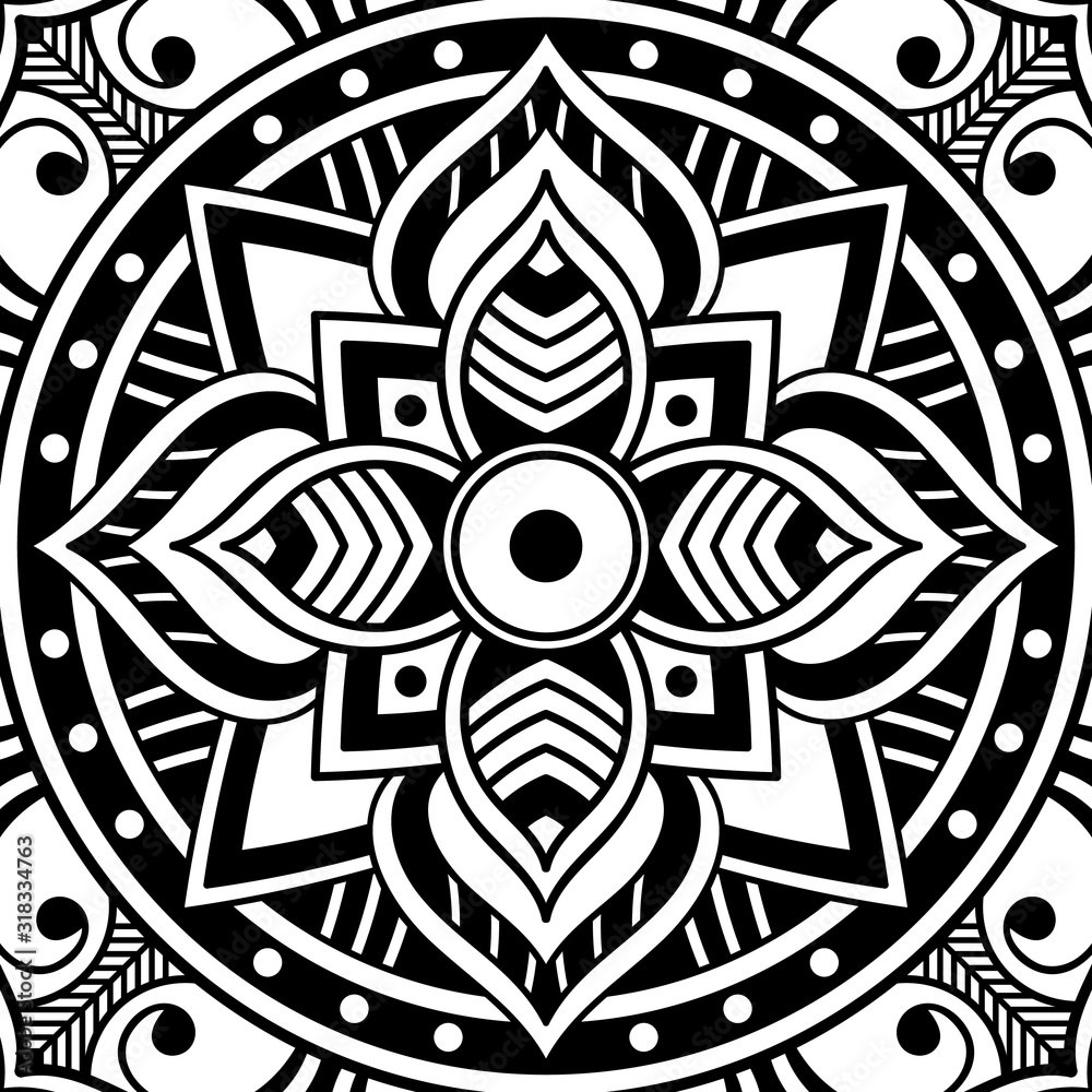 Decorative hand-drawn pattern in the form of mandala
