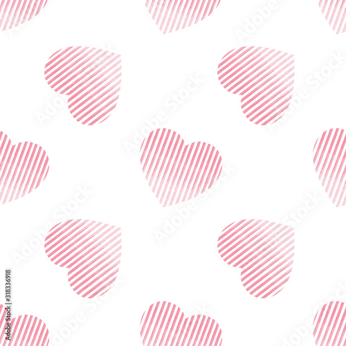 Seamless pattern of watercolor red hearts on a white background. Use for valentines day, wedding invitations, birthdays, menus and decorations