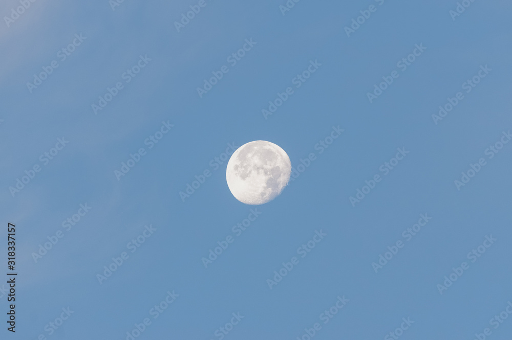 Moon visible during early morning two days after full moon Moon visible during early morning two days after full moon