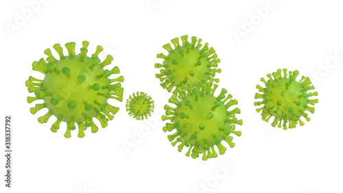 Coronavirus illustration under the microscope, 2019-ncov, 3D-rendering
