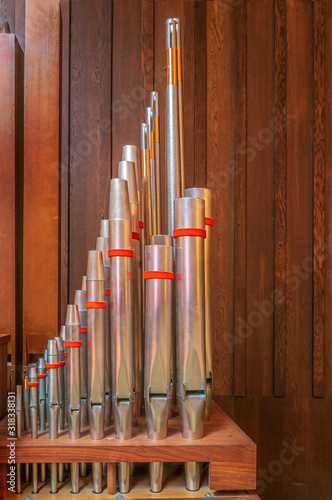 Small Pipe Organ Pipes in a Church