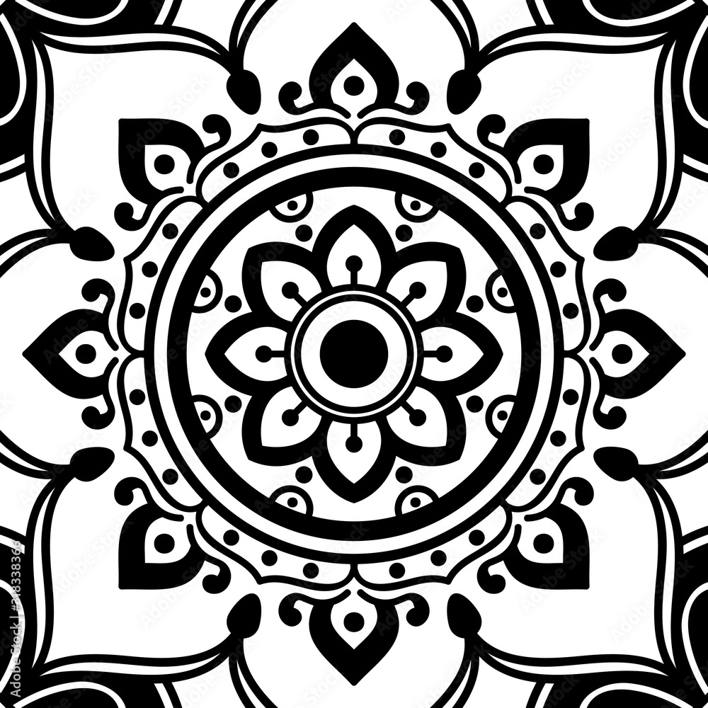 Decorative hand-drawn pattern in the form of mandala