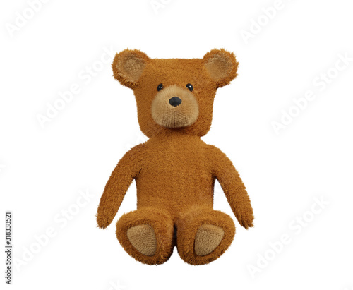 3d render of Dark brown teddy bear that isolated on a white