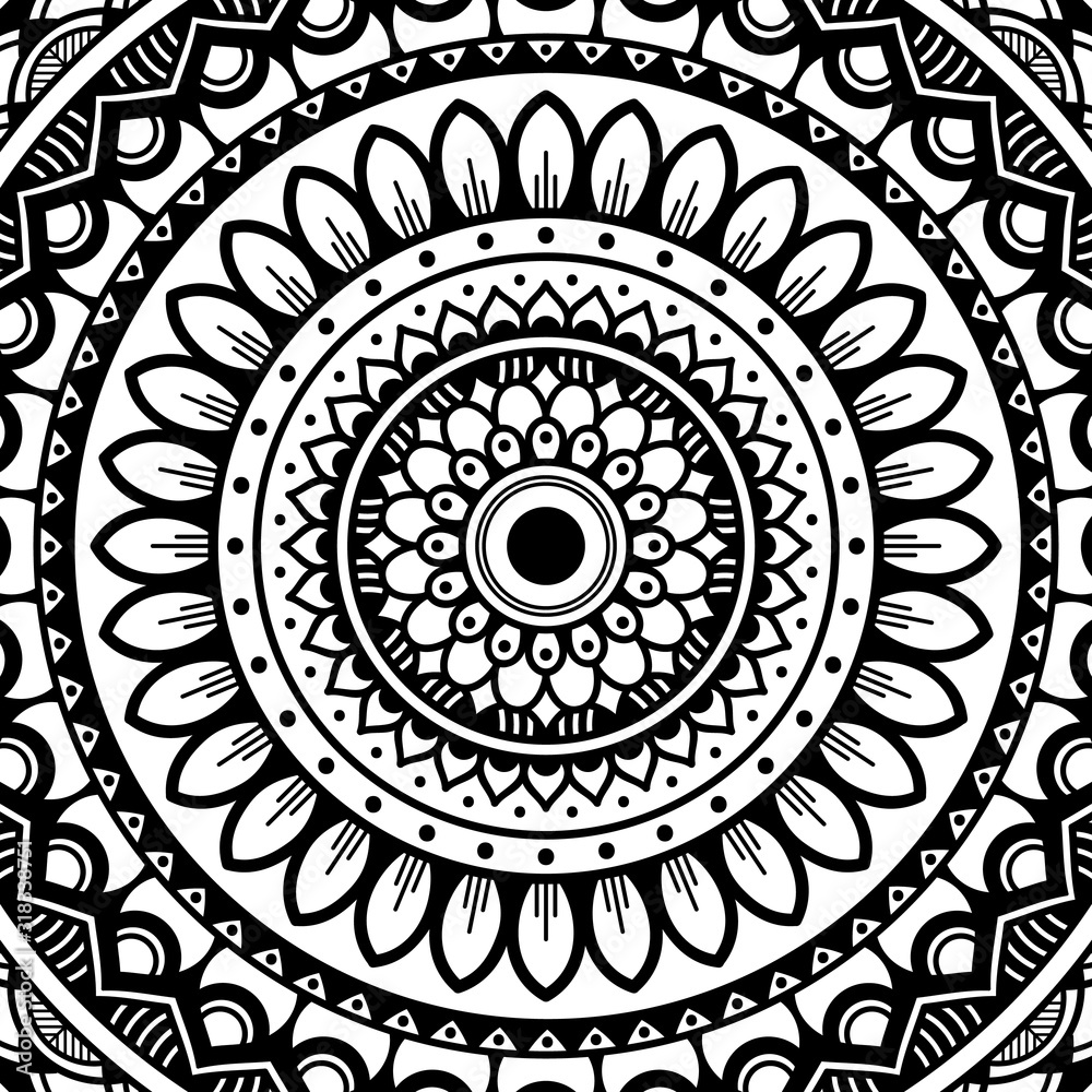 Decorative hand-drawn pattern in the form of mandala