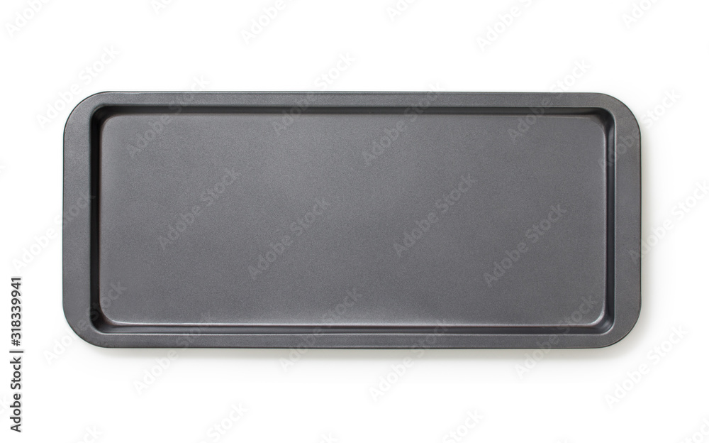 Very narrow baking tray with non-stick coating, top view, close-up. Very narrow baking tray with non-stick coating, top view, close-up.