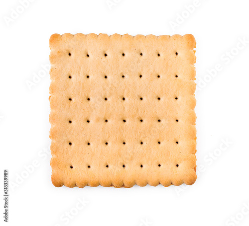 Single biscuit isolated on a white background.