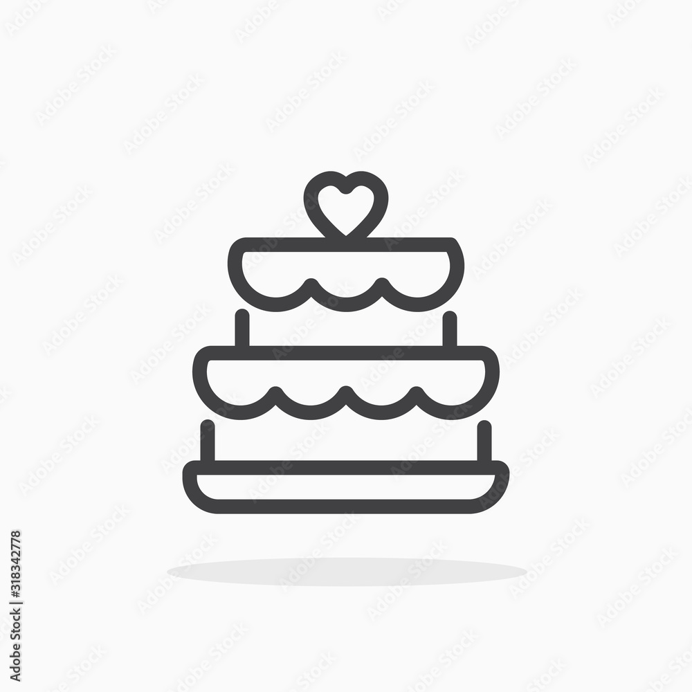 Wedding cake icon in line style. Wedding cake icon in line style.