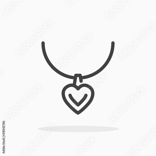 Heart necklace icon in line style.