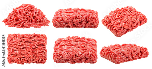 Fotografía minced meat, pork, beef, forcemeat, clipping path, isolated on white background,